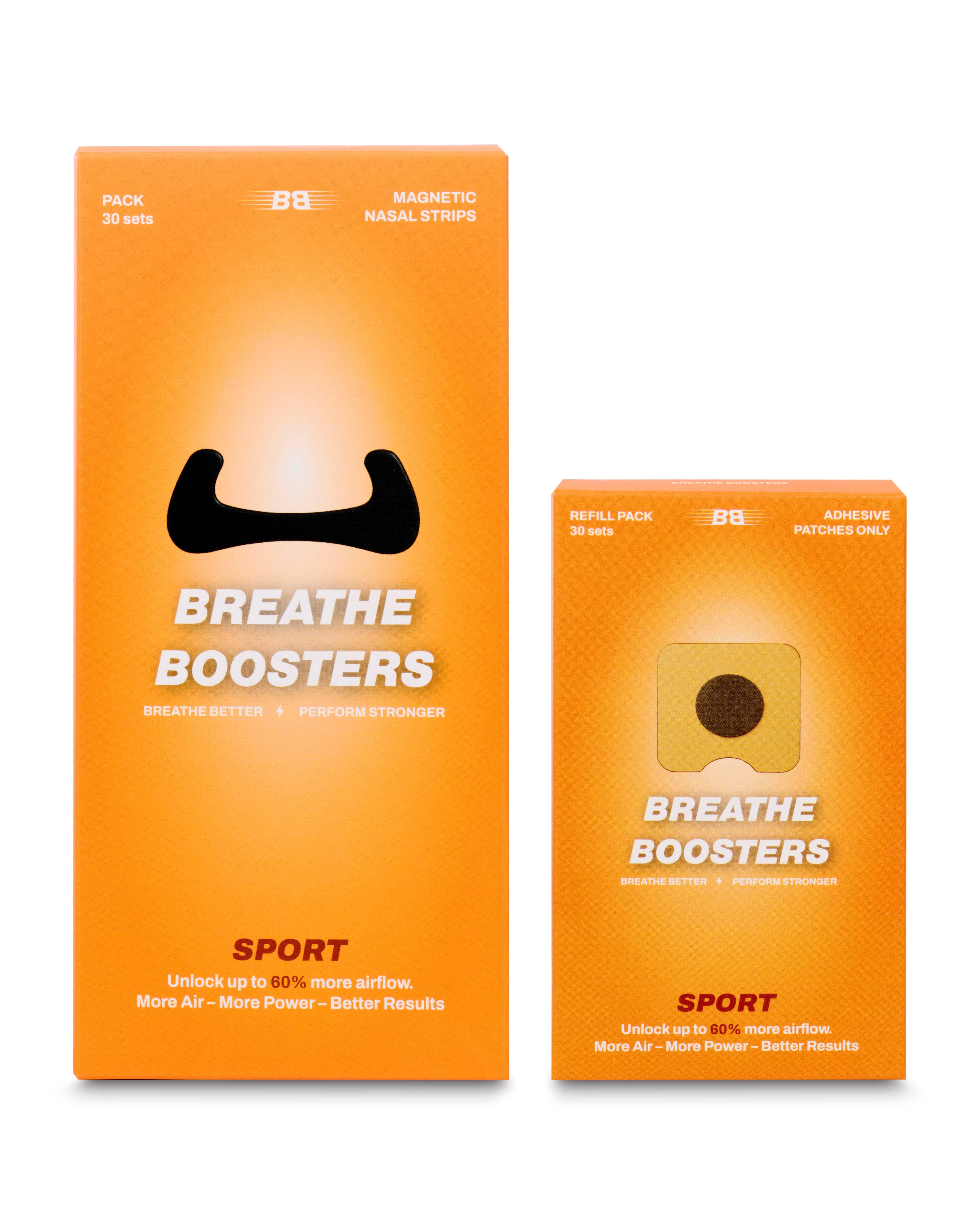 Verpakking en inhoud van magnetische neusstrips met extra plakstrips voor sport en tegen snurken